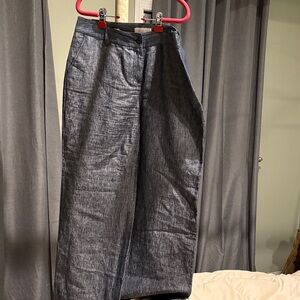 Talbots Wide Leg Gray/light denim color  linen blend Pants